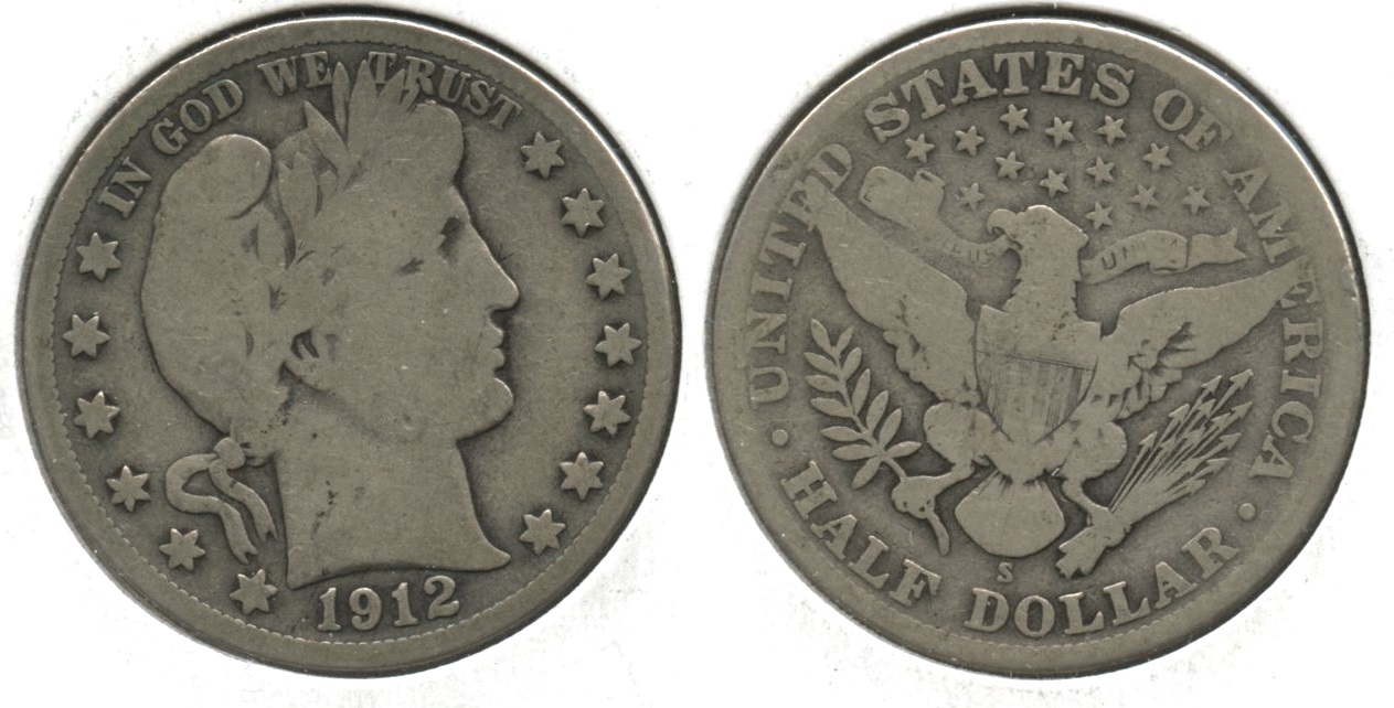 1912-S Barber Half Dollar Good-4 #i