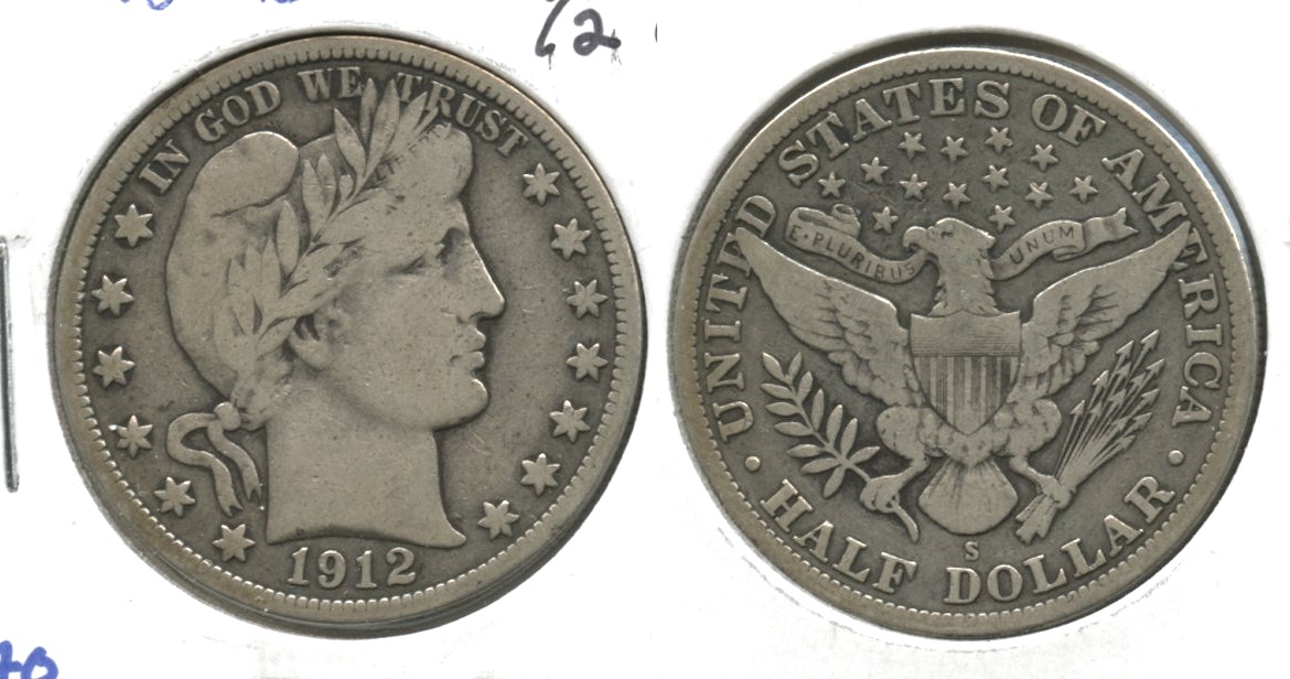 1912-S Barber Half Dollar VG-10