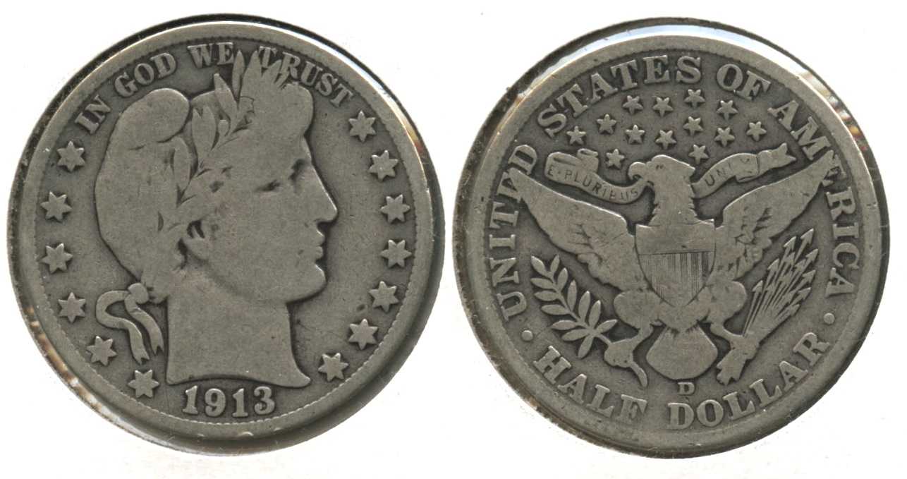 1913-D Barber Half Dollar VG-8 #a