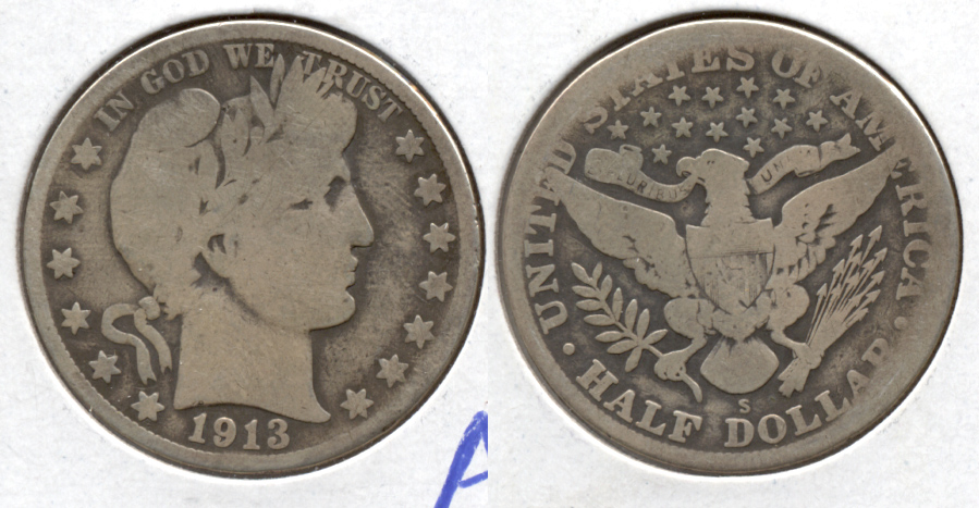 1913-S Barber Half Dollar AG-3