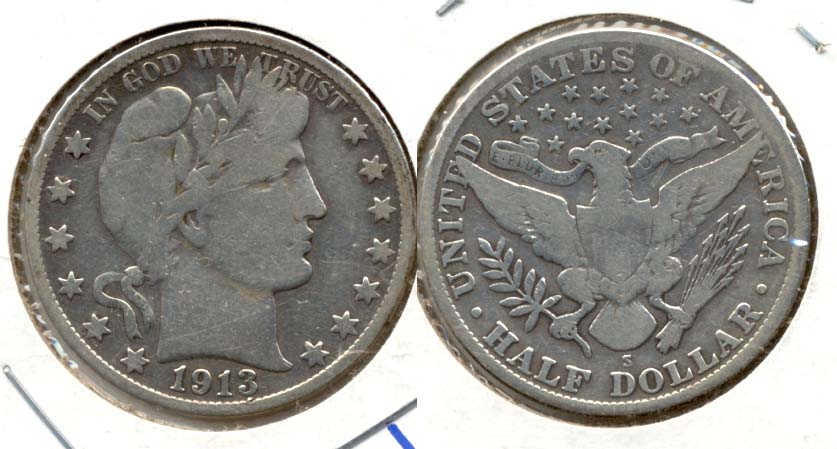 1913-S Barber Half Dollar VG-8 a Cleaned