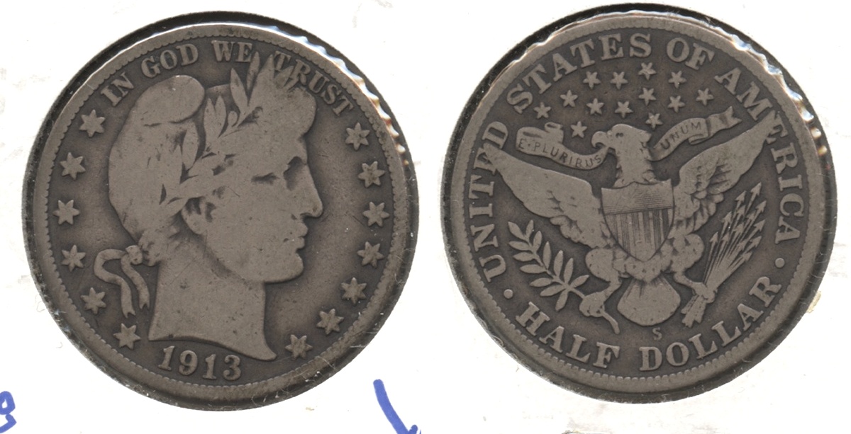 1913-S Barber Half Dollar VG-8 #d