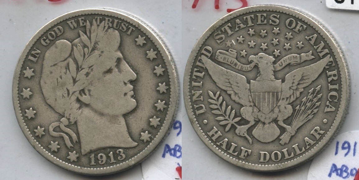1913 Barber Half Dollar VG-10
