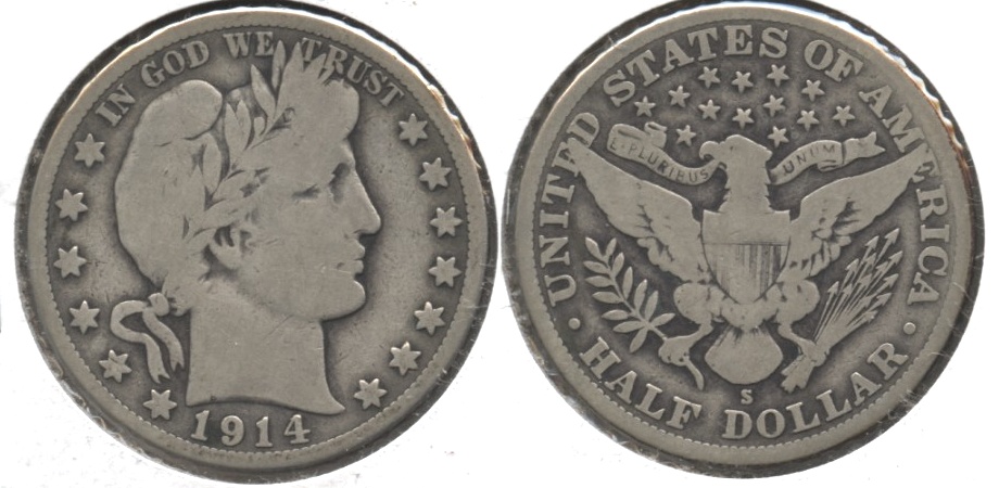 1914-S Barber Half Dollar VG-8 c