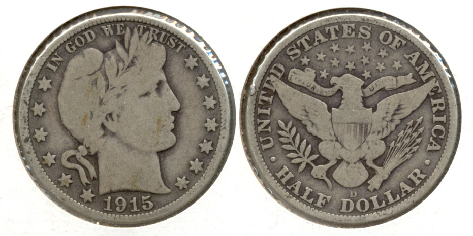 1915-D Barber Half Dollar VG-8 e