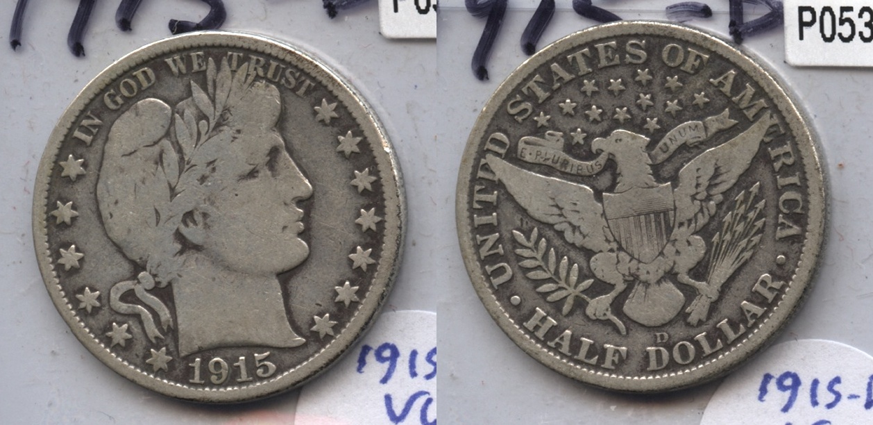 1915-D Barber Half Dollar VG-8 #m