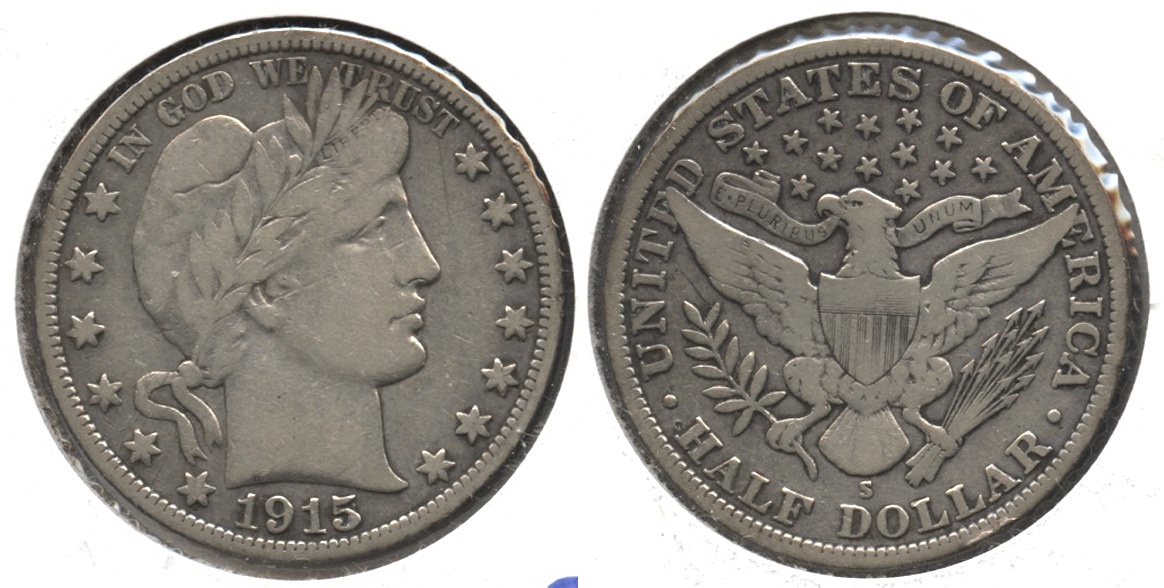 1915-S Barber Half Dollar Fine-12 Cleaned