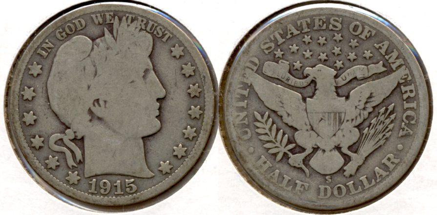 1915-S Barber Half Dollar Good-4 b