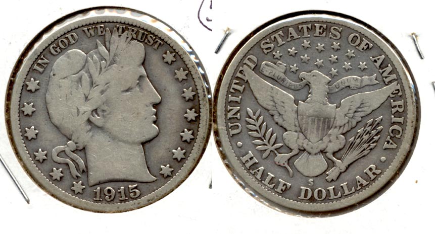 1915-S Barber Half Dollar VG-8 b