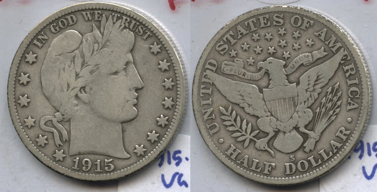 1915-S Barber Half Dollar VG-8 #p