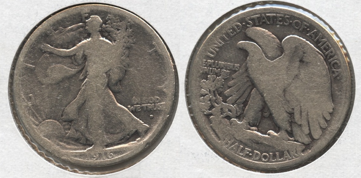 1916-D Walking Liberty Half Dollar AG-3 #e Cleaned