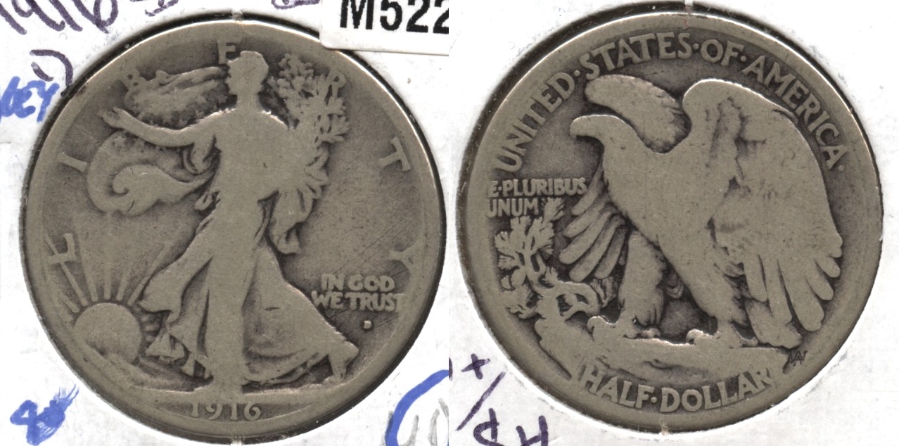 1916-D Walking Liberty Half Dollar Good-4 #a