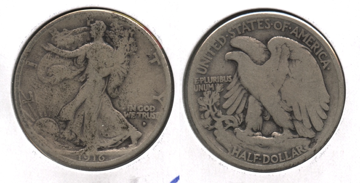 1916-D Walking Liberty Half Dollar Good-4 #f