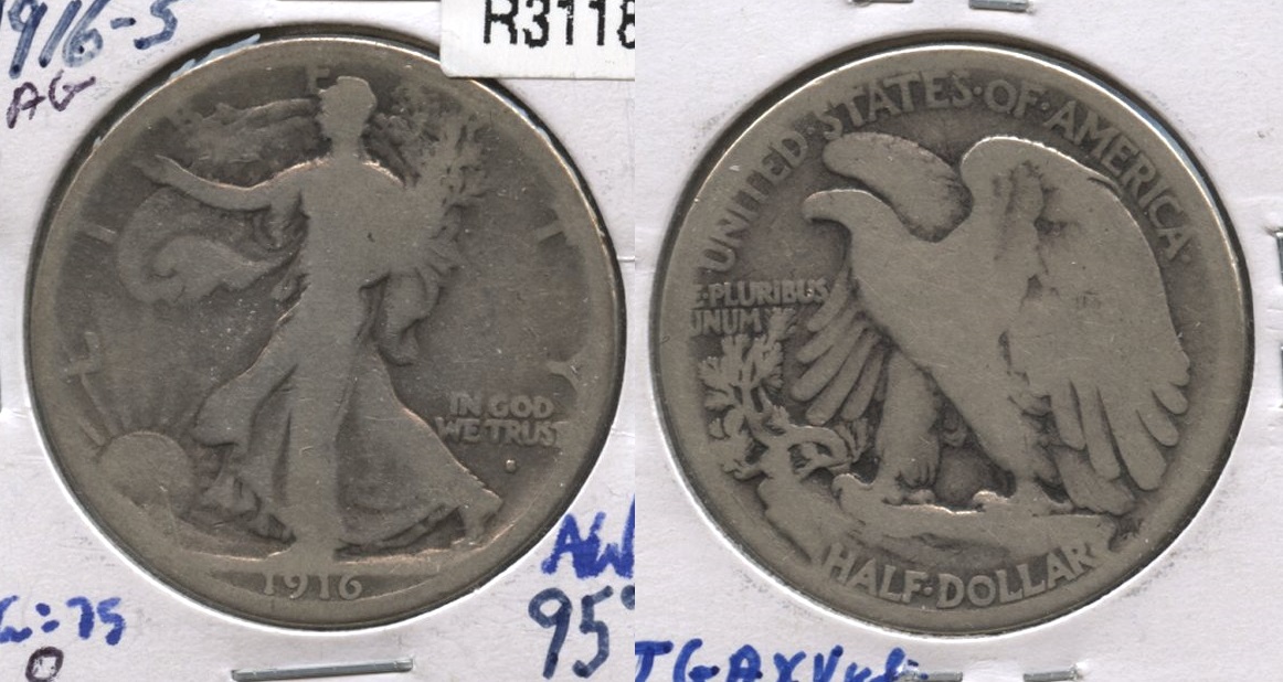 1916-S Walking Liberty Half Dollar AG-3 #o