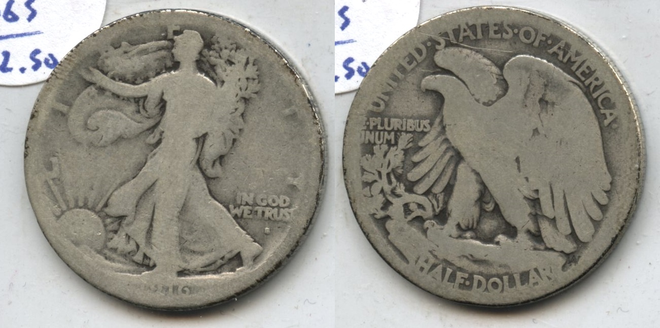 1916-S Walking Liberty Half Dollar AG-3 #r