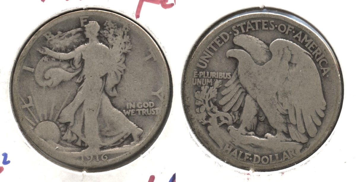 1916 Walking Liberty Half Dollar Good-4 #f