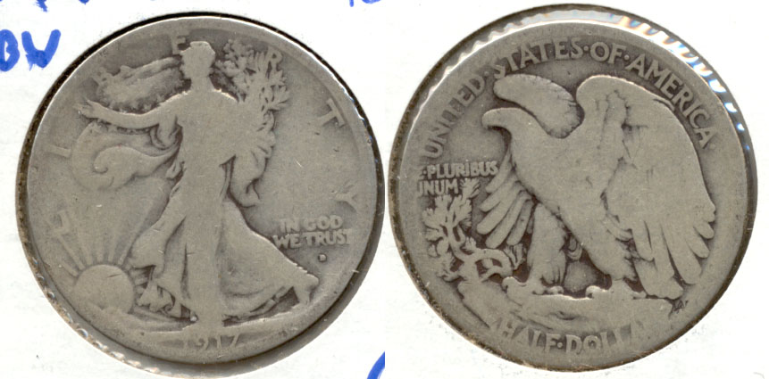1917-D Obverse Mint Mark Walking Liberty Half Dollar AG-3