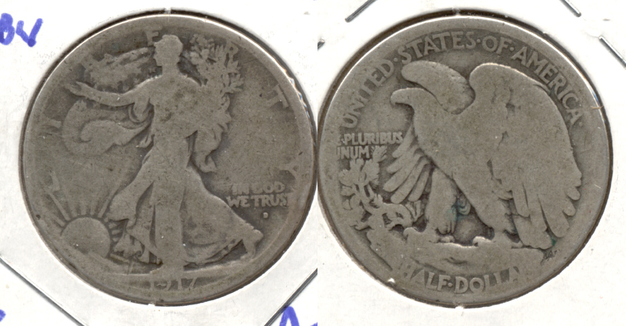 1917-D Obverse Mint Mark Walking Liberty Half Dollar AG-3 c
