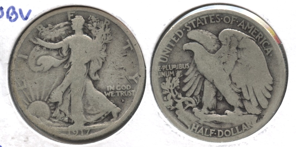 1917-D Obverse Mint Mark Walking Liberty Half Dollar Good-4 #b
