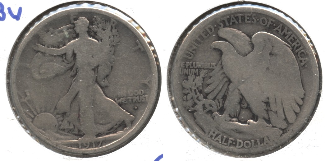 1917-D Obverse Mint Mark Walking Liberty Half Dollar Good-4 #c