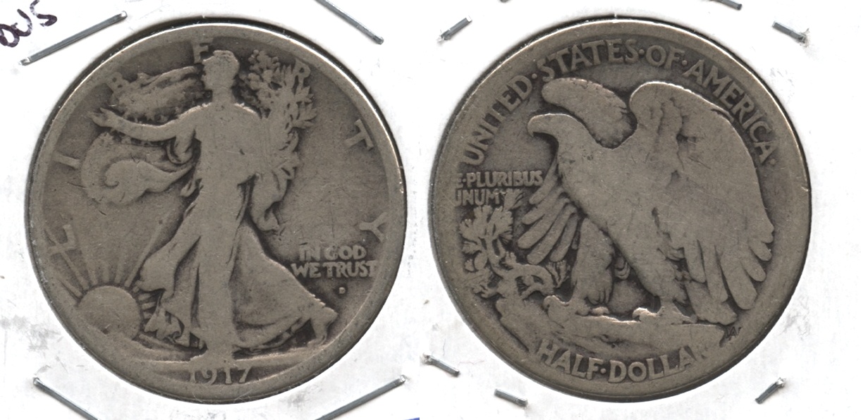 1917-D Obverse Mint Mark Walking Liberty Half Dollar Good-4 #f