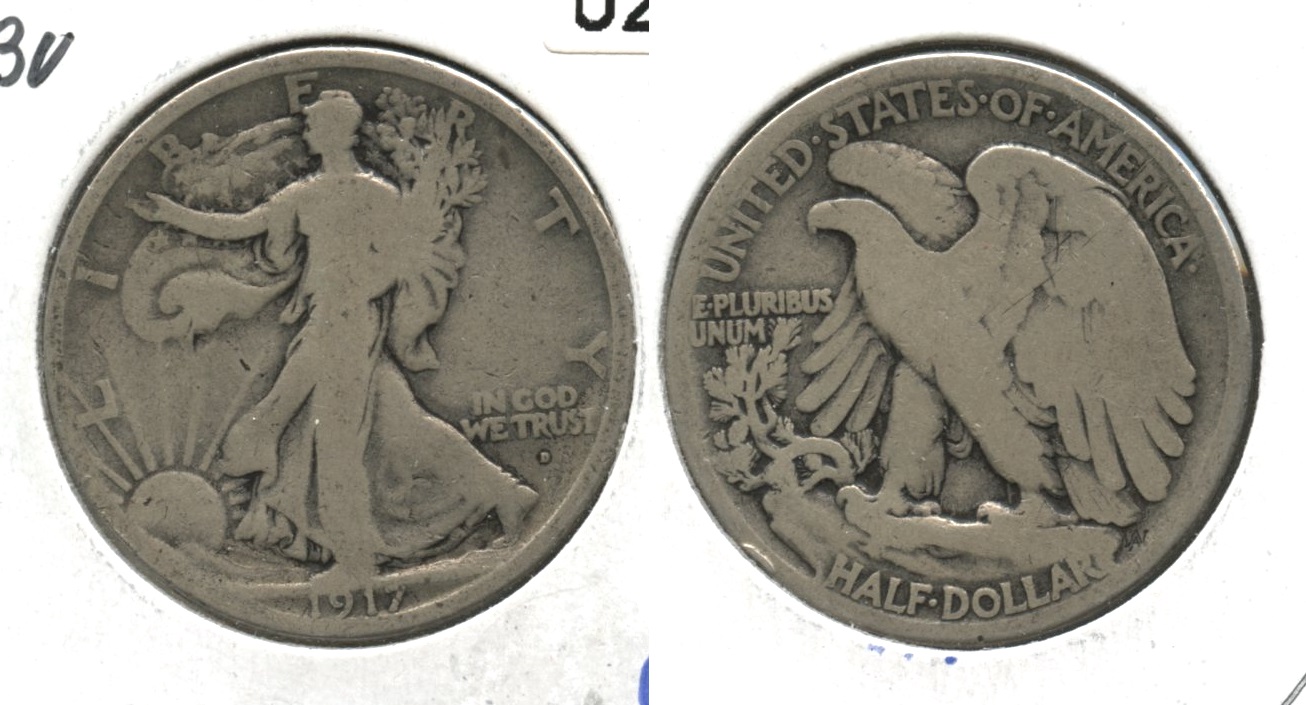 1917-D Obverse Mint Mark Walking Liberty Half Dollar Good-4 #m