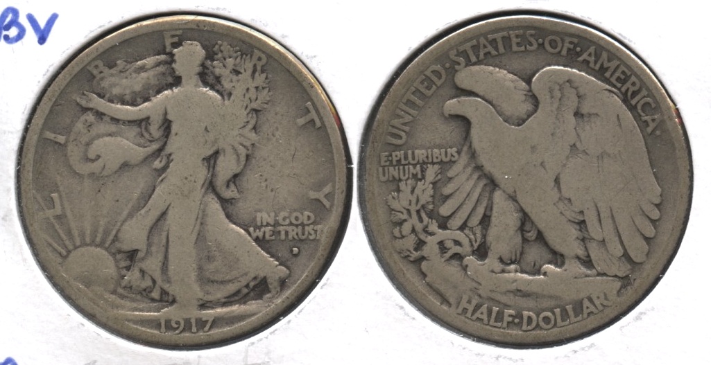 1917-D Obverse Mint Mark Walking Liberty Half Dollar Good-6 #a