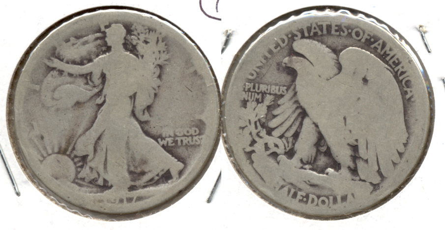 1917-D Reverse Mint Mark Walking Liberty Half Dollar AG-3 b