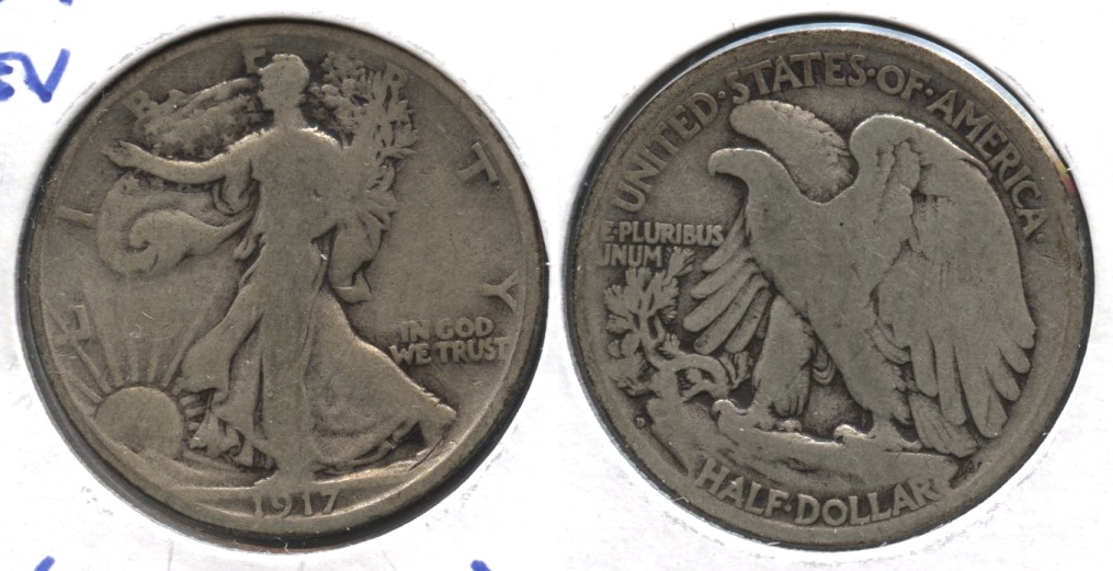 1917-D Reverse Mint Mark Walking Liberty Half Dollar Good-4 #f