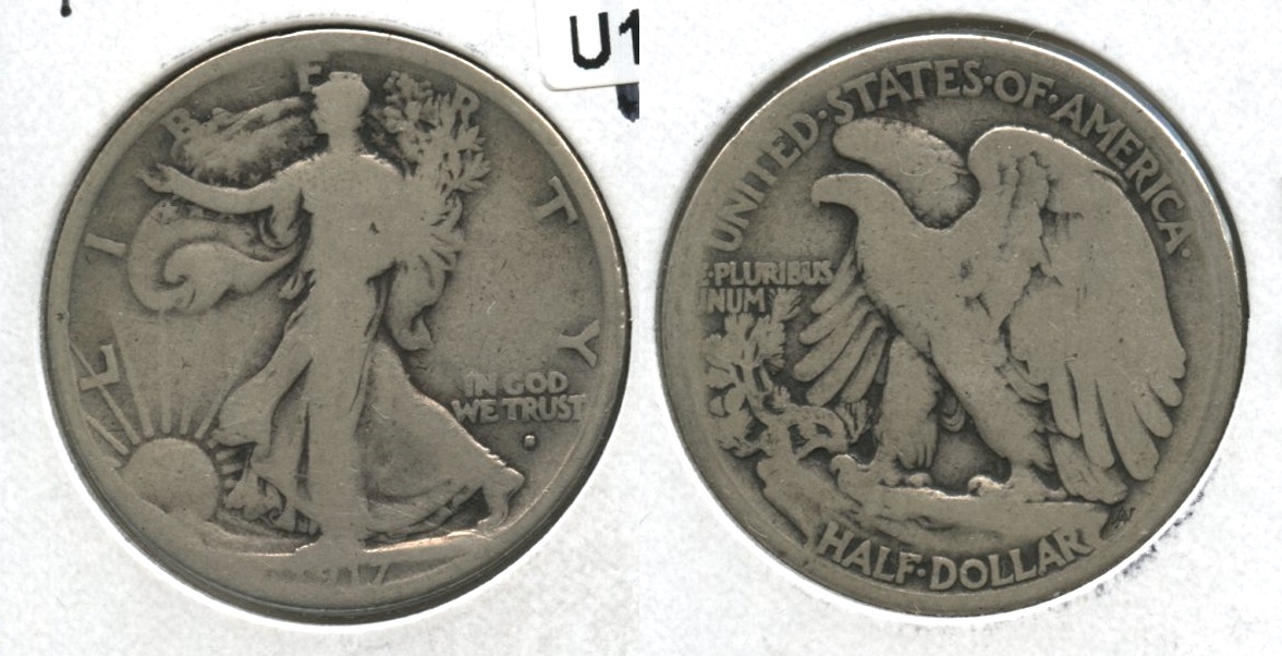 1917-S Obverse Mint Mark Walking Liberty Half Dollar AG-3 #f