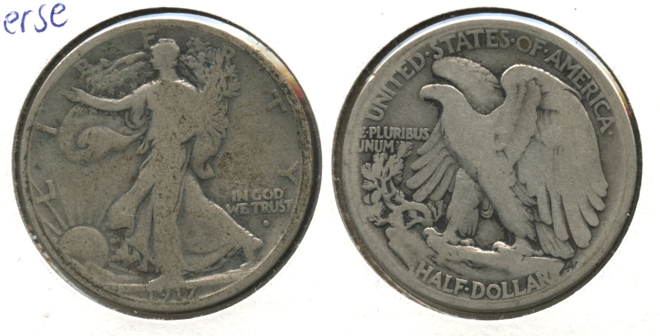 1917-S Obverse Mint Mark Walking Liberty Half Dollar Good-4 #j