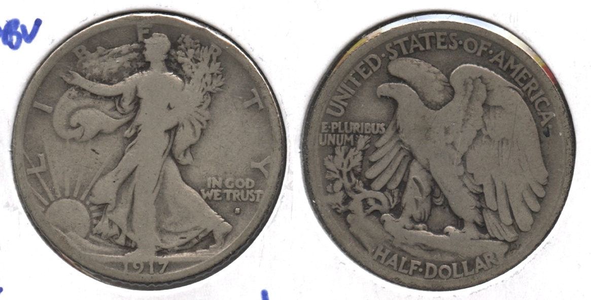 1917-S Obverse Mint Mark Walking Liberty Half Dollar Good-6
