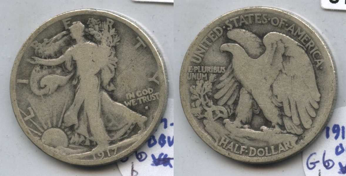 1917-S Obverse Mint Mark Walking Liberty Half Dollar Good-6 #b