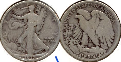 1917-S Obverse Mint Mark Walking Liberty Half Dollar VG-8