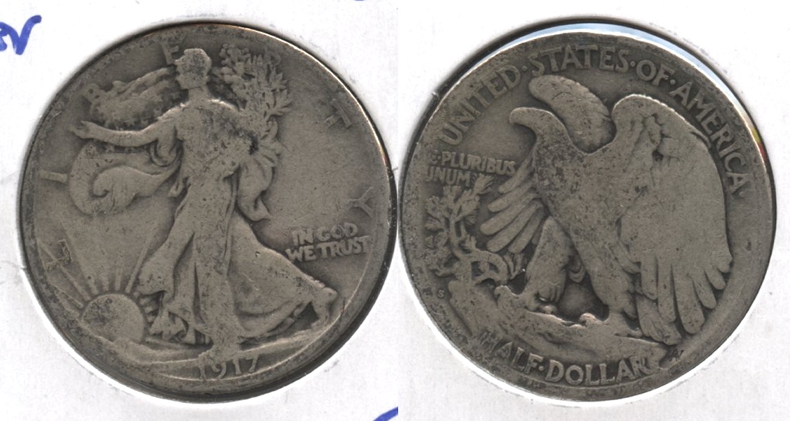 1917-S Reverse Mint Mark Walking Liberty Half Dollar Good-4 #ab