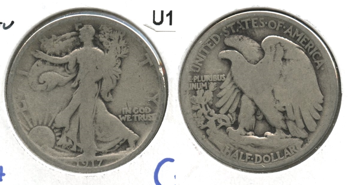 1917-S Reverse Mint Mark Walking Liberty Half Dollar Good-4 #ac