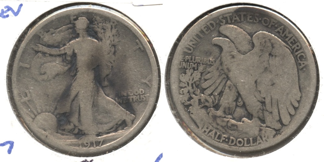 1917-S Reverse Mint Mark Walking Liberty Half Dollar Good-4 #w