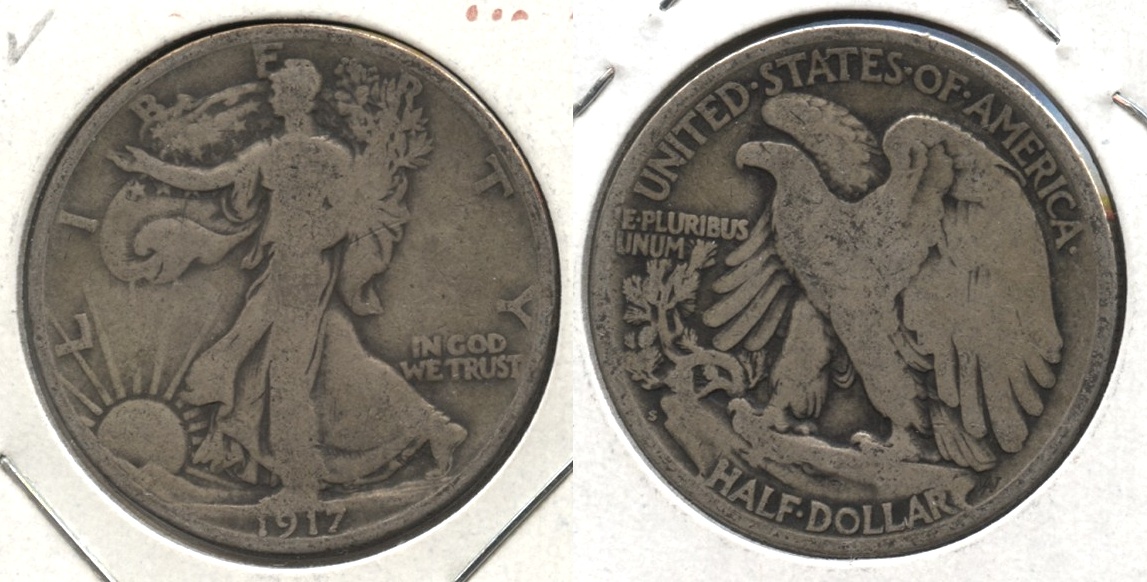1917-S Reverse Mint Mark Walking Liberty Half Dollar Good-4 #z