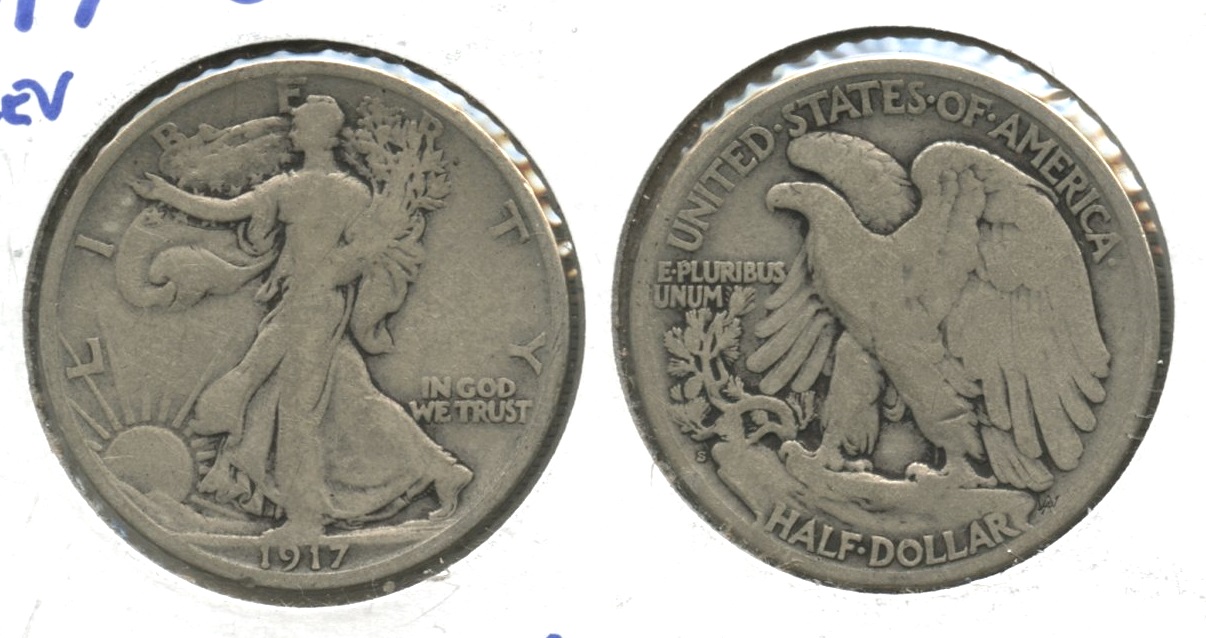 1917-S Reverse Mint Mark Walking Liberty Half Dollar VG-8 #b
