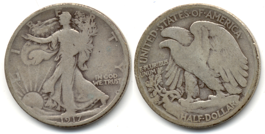 1917 Walking Liberty Half Dollar Good-4 f