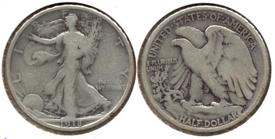 1918-D Walking Liberty Half Dollar Good-4 a