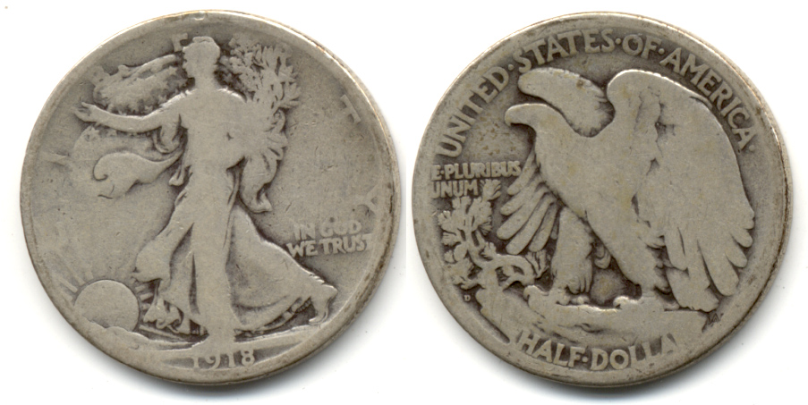 1918-D Walking Liberty Half Dollar Good-4 f