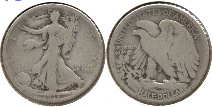 1918-D Walking Liberty Half Dollar Good-4 k