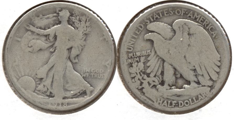 1918-D Walking Liberty Half Dollar Good-4 t