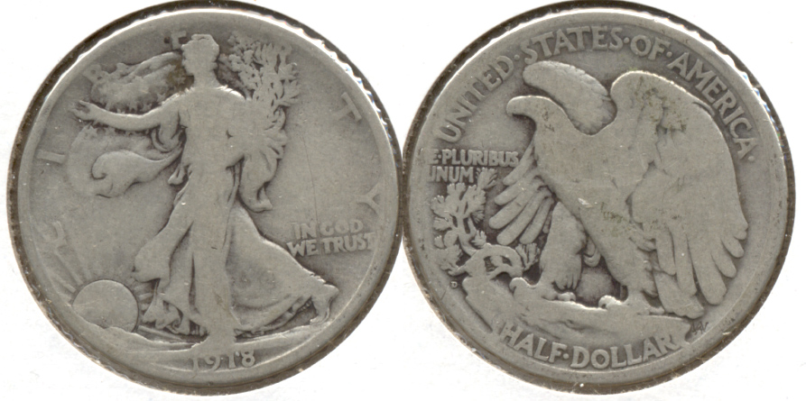 1918-D Walking Liberty Half Dollar Good-4 v