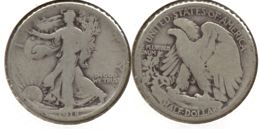 1918-D Walking Liberty Half Dollar Good-4 y