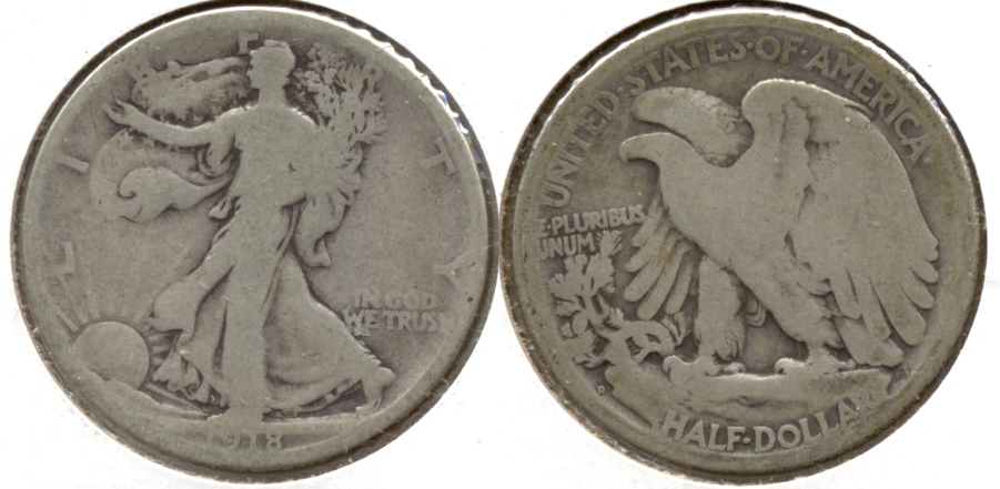 1918-D Walking Liberty Half Dollar Good-4 z