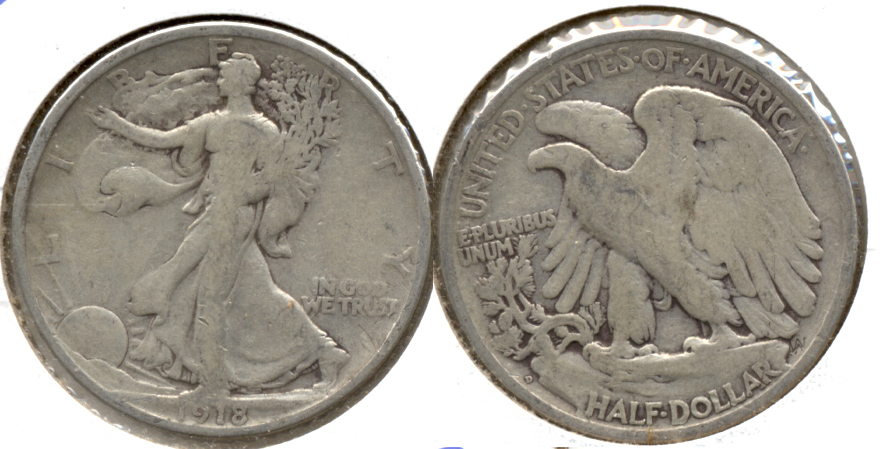1918-D Walking Liberty Half Dollar VG-8
