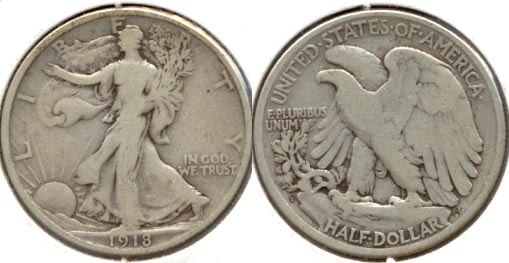 1918-S Walking Liberty Half Dollar Fine-12