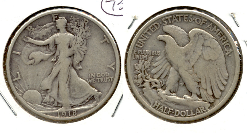 1918-S Walking Liberty Half Dollar Fine-12 d